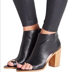 Loeffler Randall Black Peep Toe Leather Booties